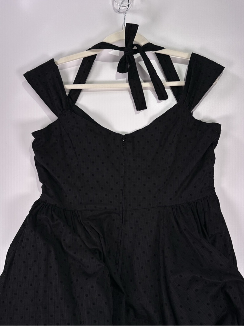 Hell Bunny Vixen Eveline Swing Dress Halter Cap Sleeve Swiss Dot Black XL - Picture 5 of 11